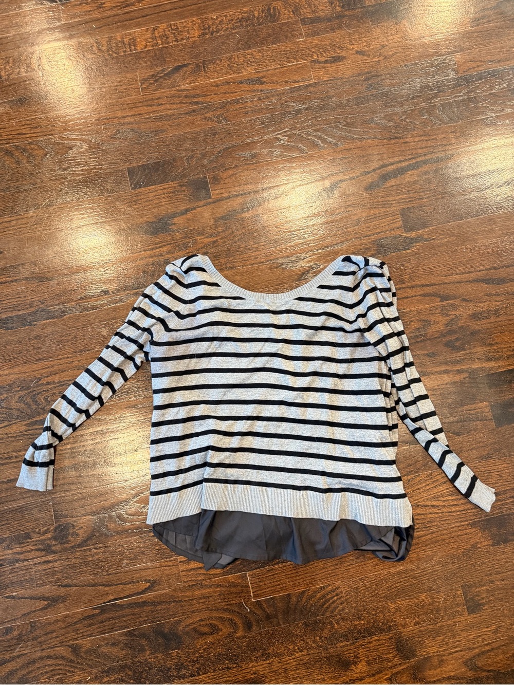 Striped Black and White Layered Hem Women's Top. Tie back. Torrid.